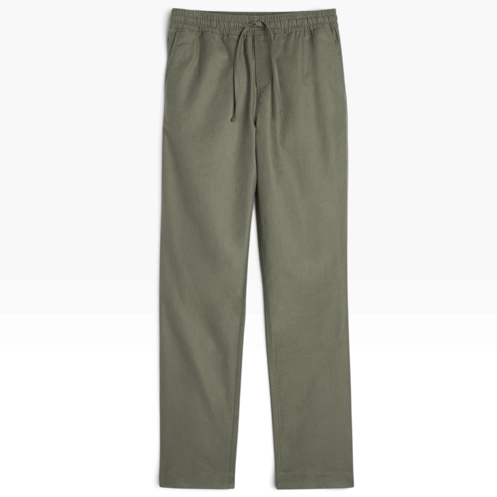 American Tall Mens 2XL Cotton Linen Blend Pull-On Pants for Tall Olive Green NWT